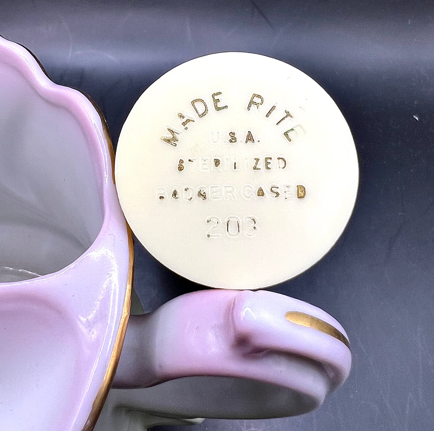 Nippon Shaving Mug Mustache Tea Cup Hand Painted Porcelain & Made Rite Brush