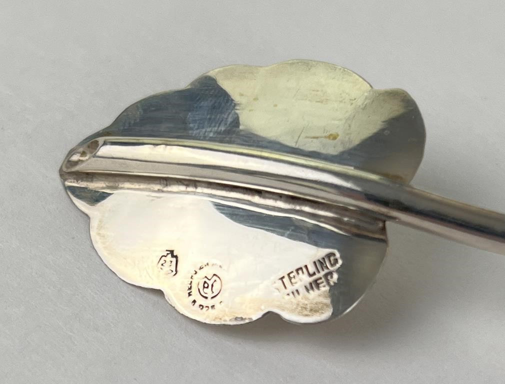 5 Vintage Taxco Sterling Silver Iced Tea Cocktail Straw Spoons, Leaf Design