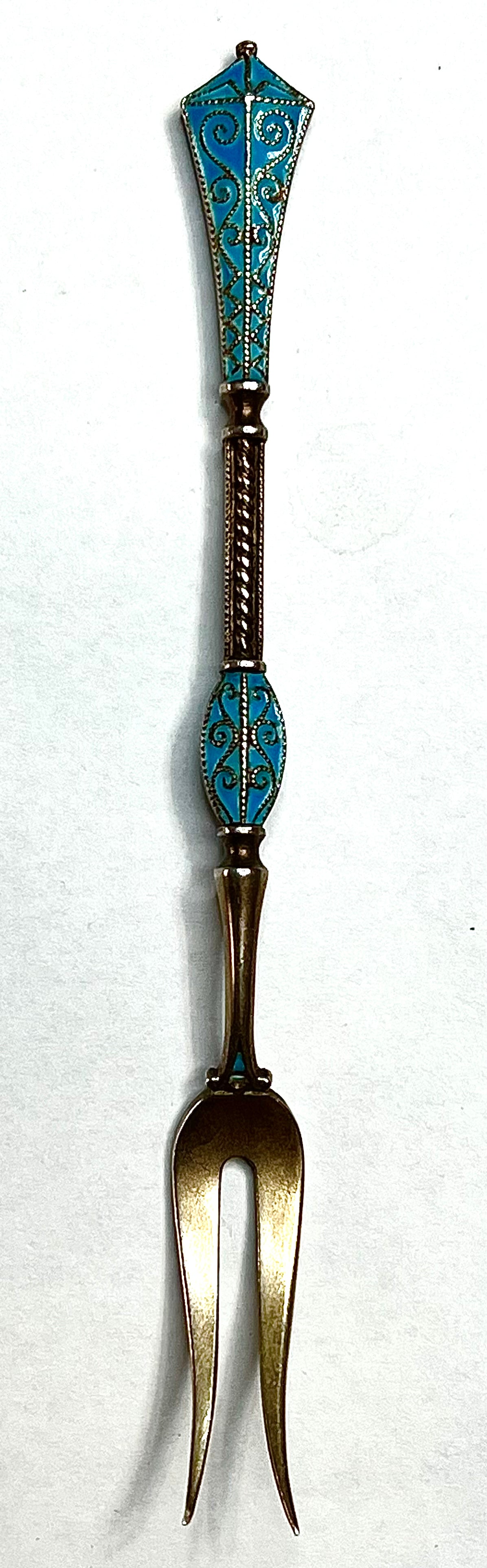 4 VINTAGE DEMITASSE NORWAY DAVID ANDERSEN 925S/ENAMEL STERLING SILVER SPOON FORK