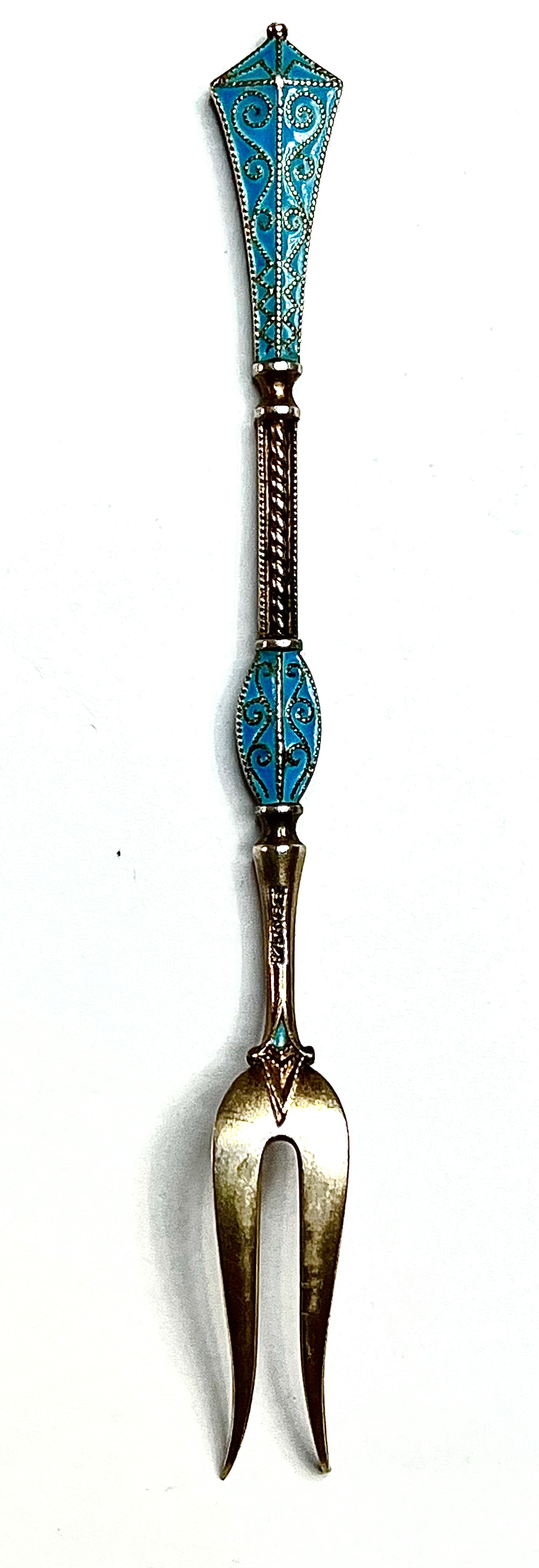 4 VINTAGE DEMITASSE NORWAY DAVID ANDERSEN 925S/ENAMEL STERLING SILVER SPOON FORK