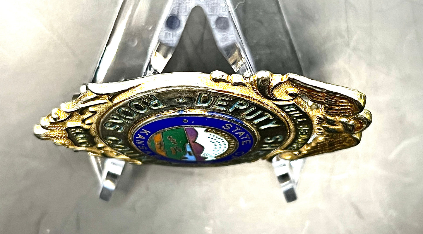 Vintage 1970’s Deputy Sheriff Badge Rooks County Kansas Shield Named To Bill Bedore