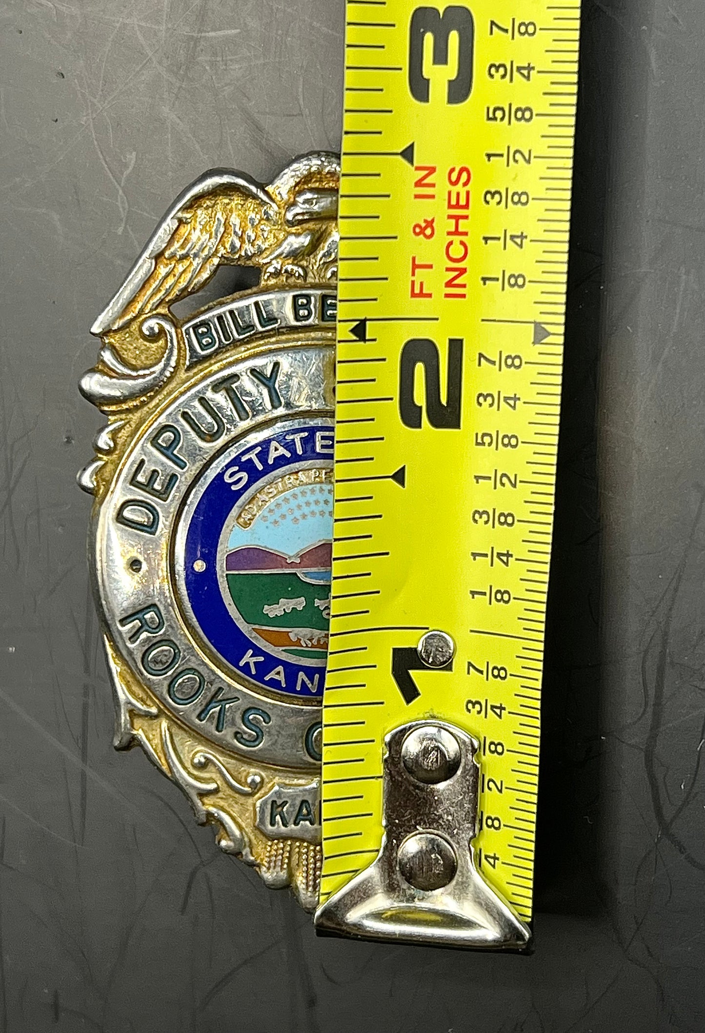 Vintage 1970’s Deputy Sheriff Badge Rooks County Kansas Shield Named To Bill Bedore