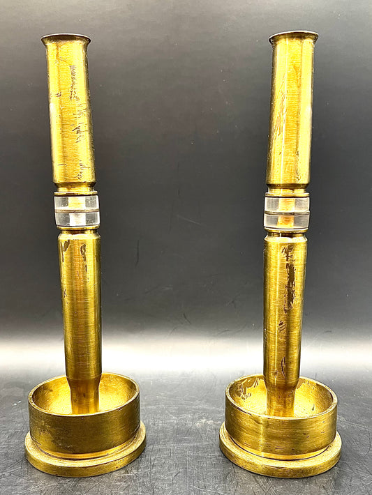 2 Original WW2 40MM 1943 trench art Kerosene lamps candle holders