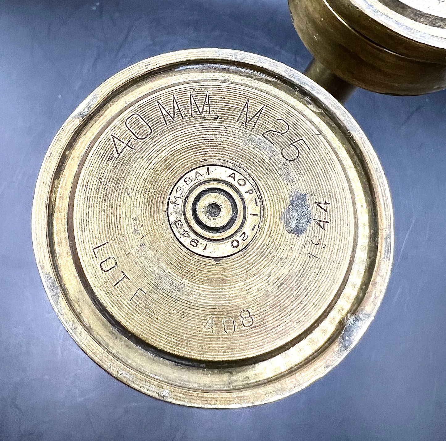 2 Original WW2 40MM 1943 trench art Kerosene lamps candle holders