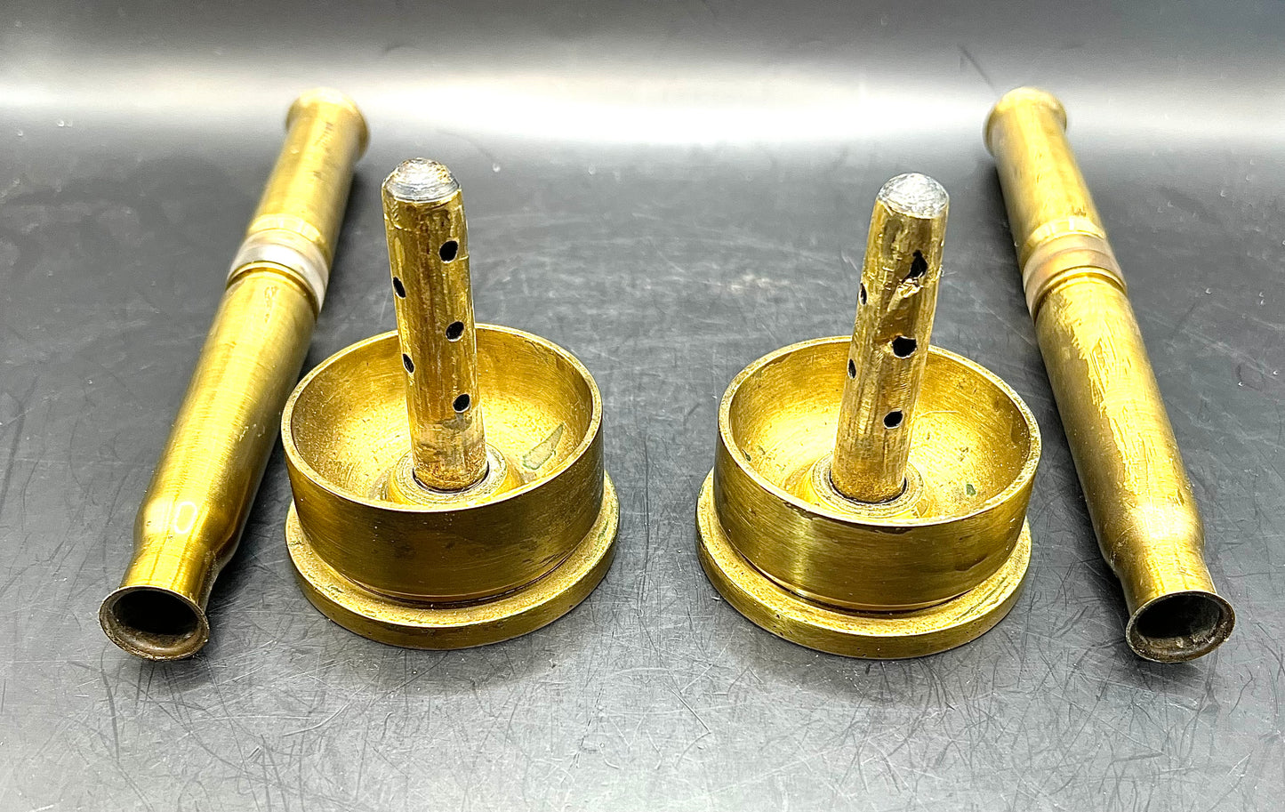 2 Original WW2 40MM 1943 trench art Kerosene lamps candle holders