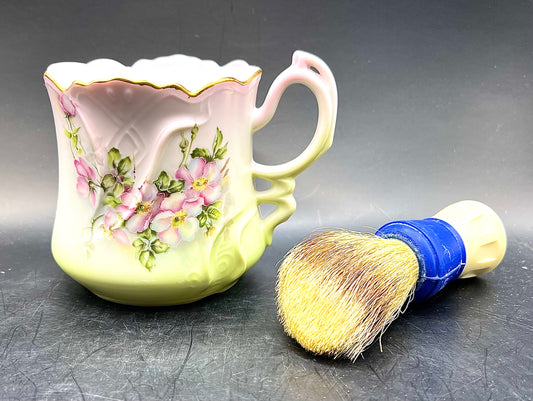 Nippon Shaving Mug Mustache Tea Cup Hand Painted Porcelain & Made Rite Brush