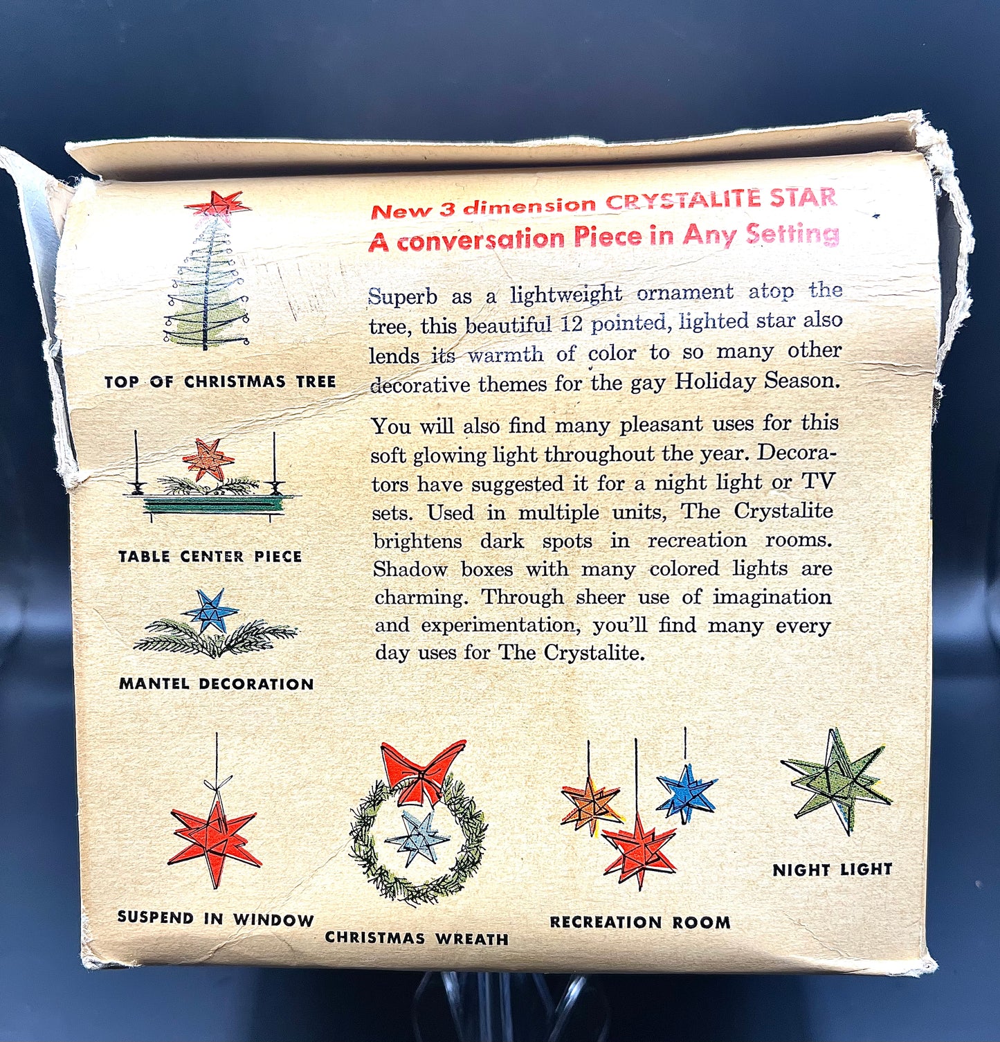 Vintage 1950's Christmas Crystalite Christmas Star Tree Topper Atomic Décor