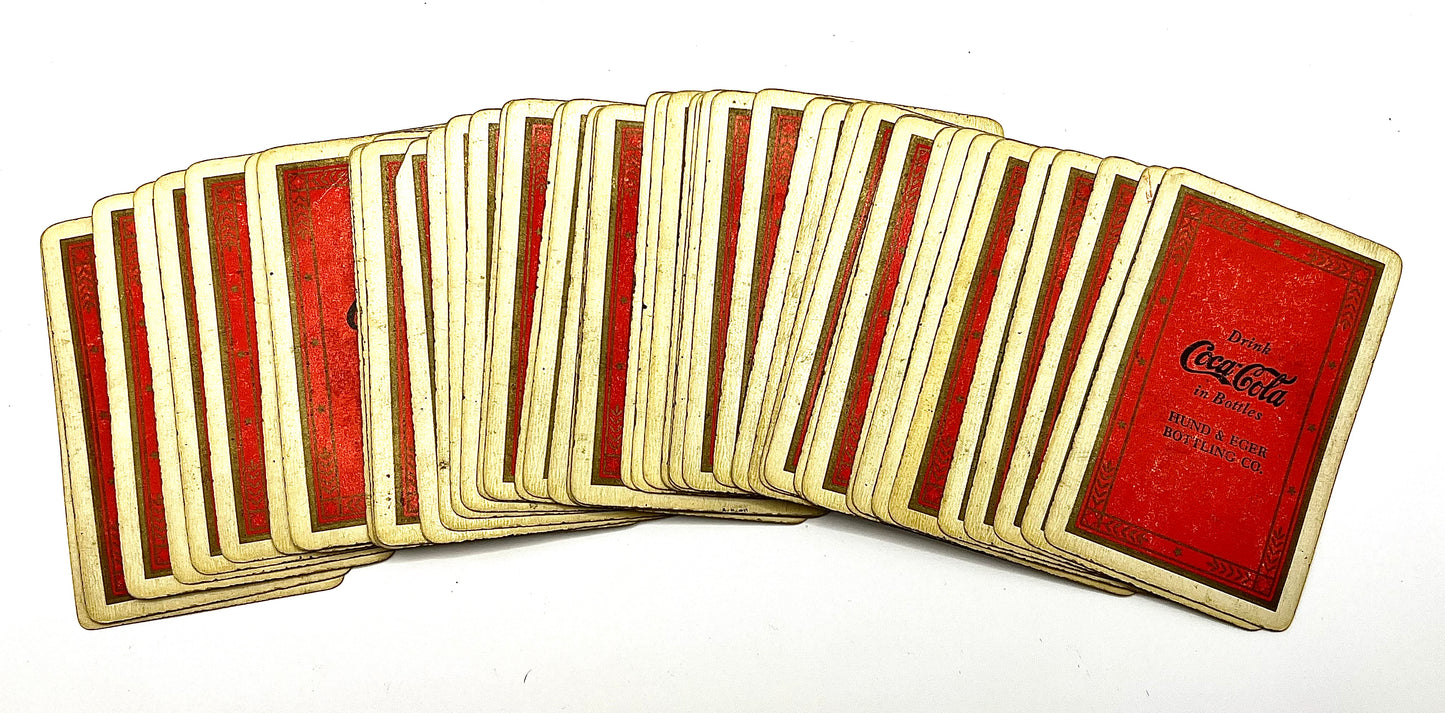 Antique Red 1939 Drink COCA COLA in Bottles Pinochle Playing Cards Hund & Eger Bottling