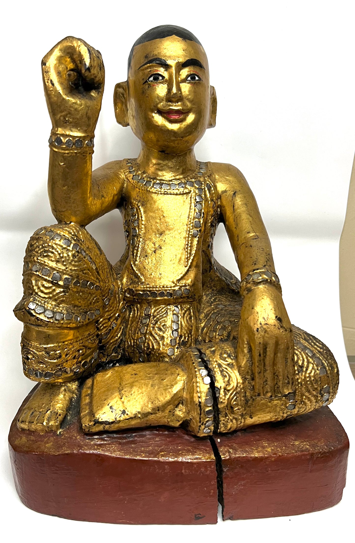 Antique Myanmar Burma Wood Nat Figure 19th Century