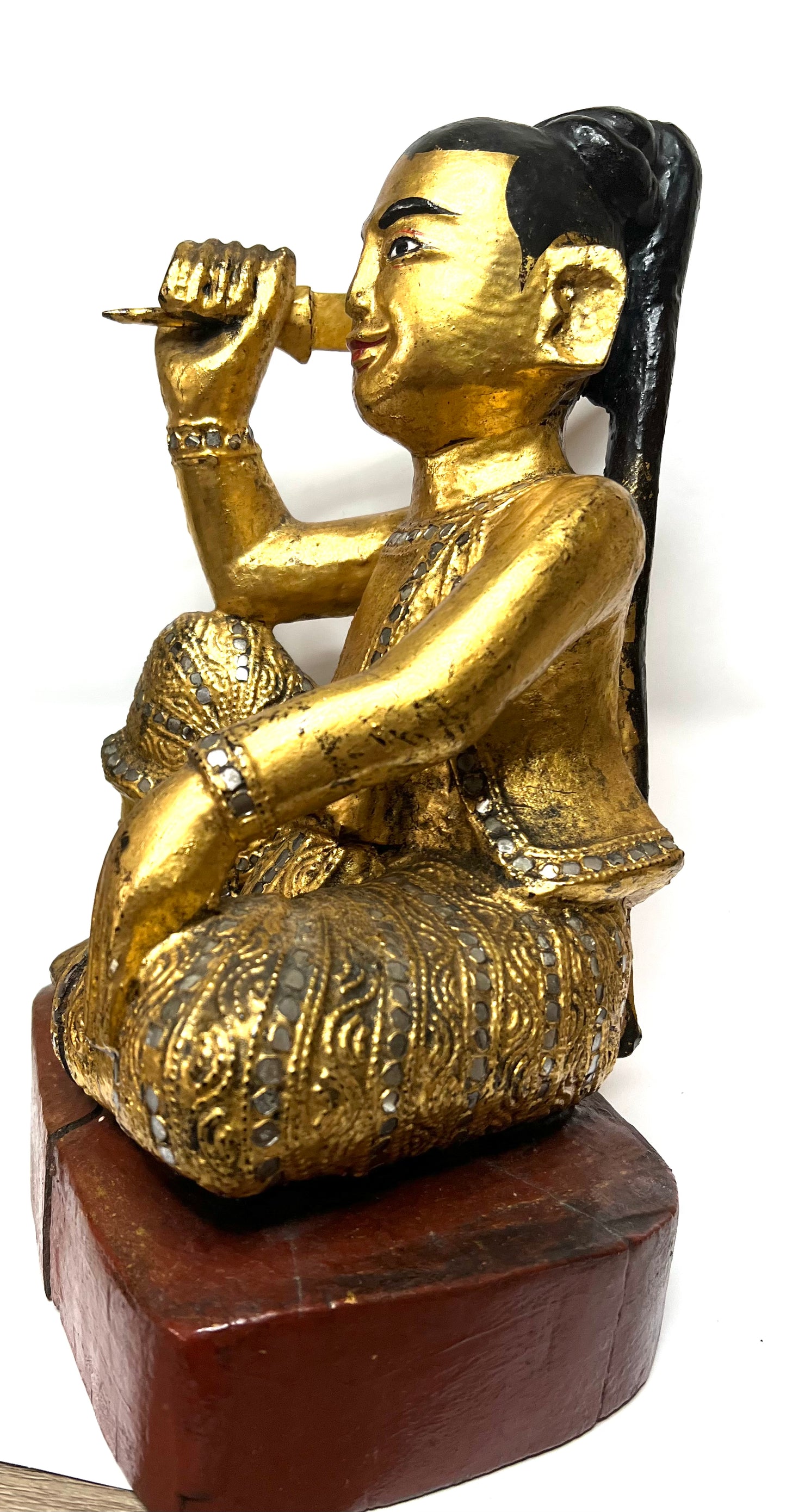 Antique Myanmar Burma Wood Nat Figure 19th Century