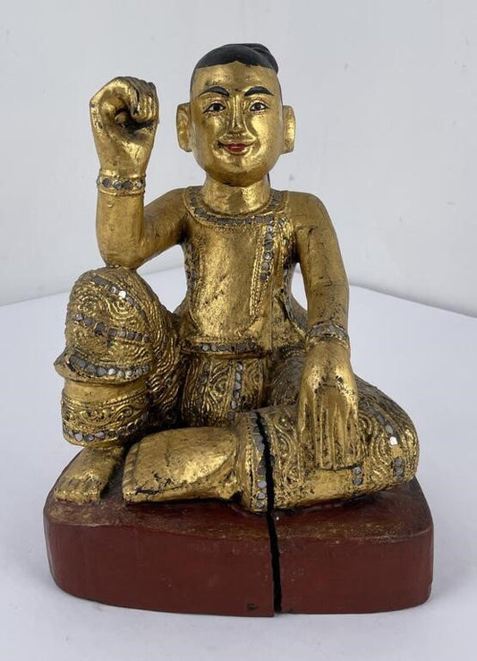 Antique Myanmar Burma Wood Nat Figure 19th Century