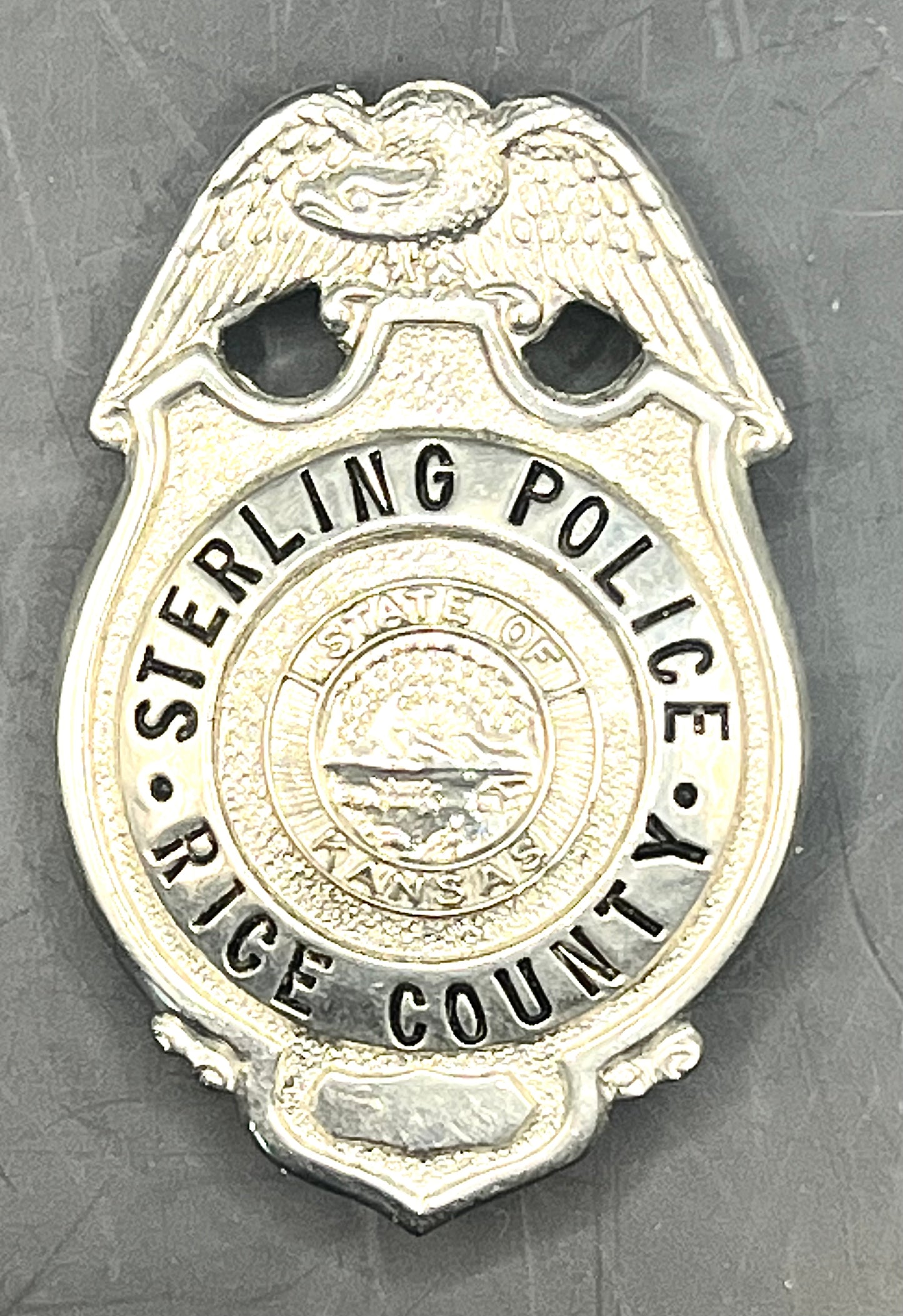 Vintage 1970’s Sterling Police Badge Rice County Kansas Shield