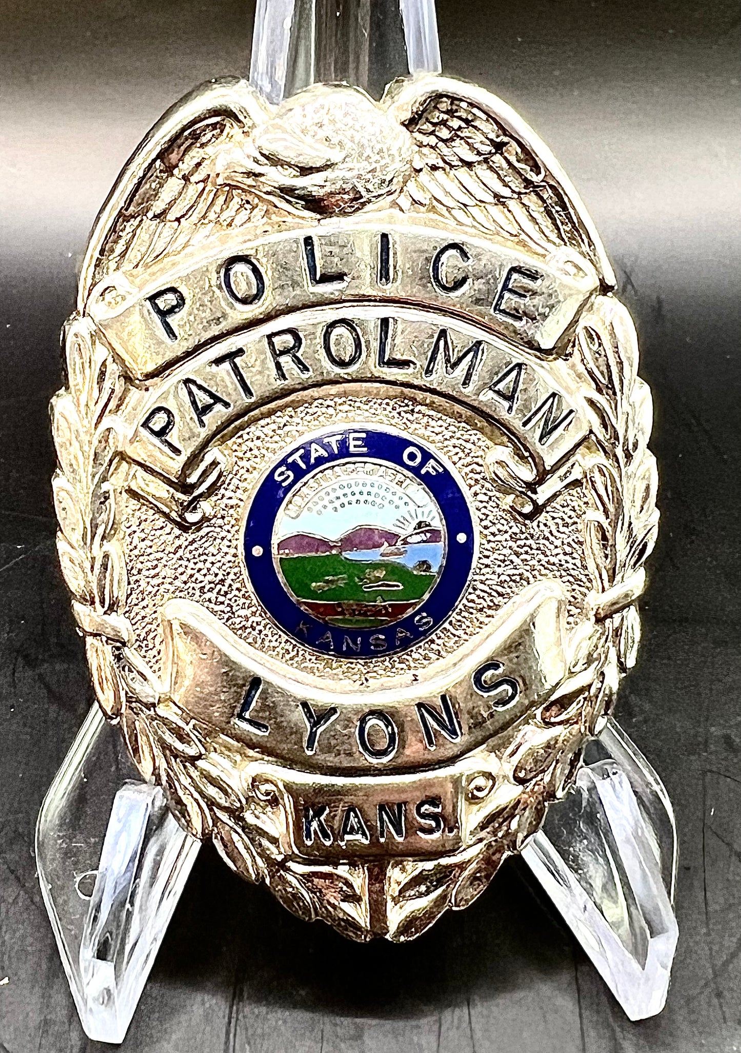 Vintage 1970's Police Patrolman Lyons Kansas Badge Shield