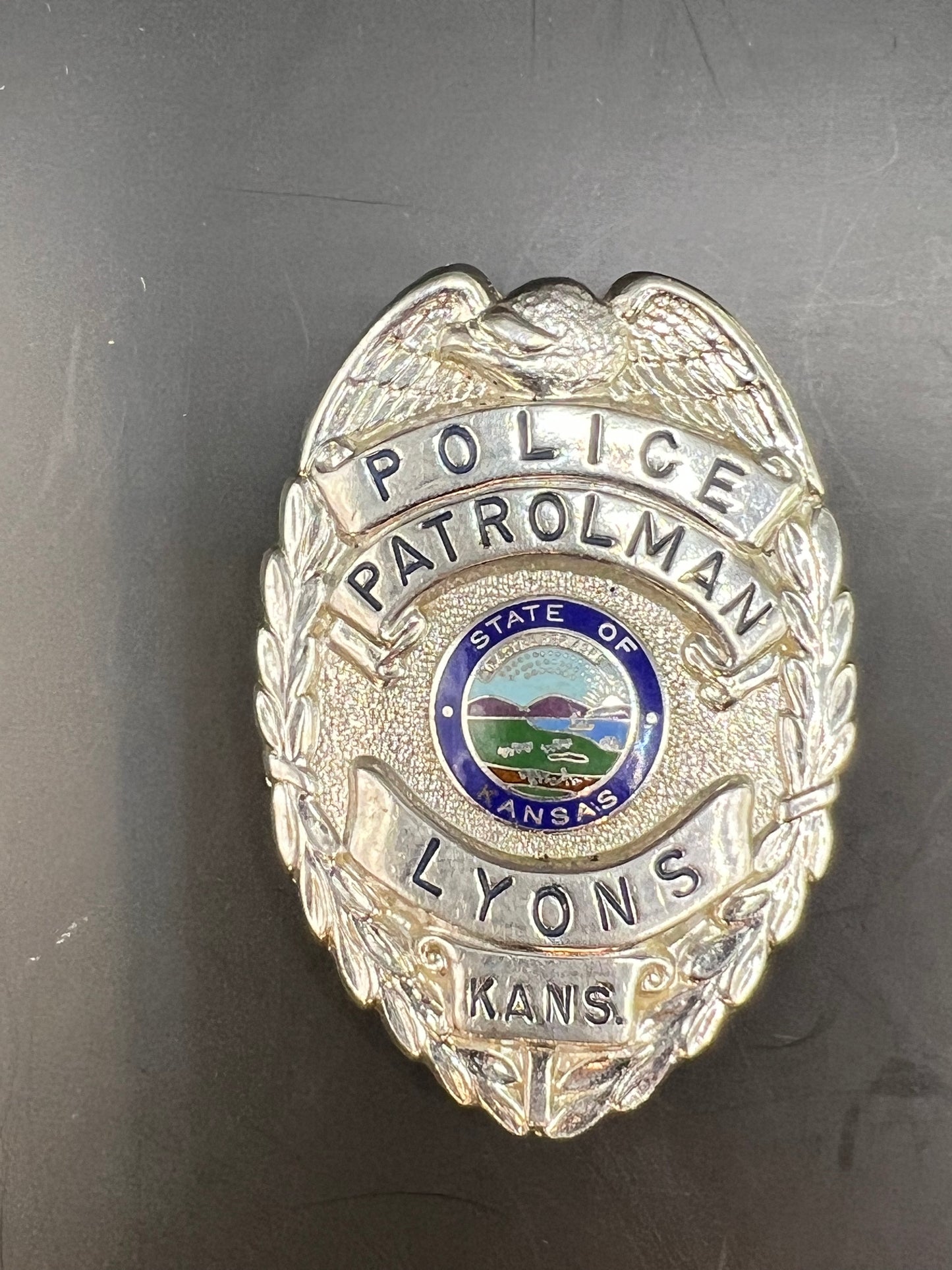 Vintage 1970's Police Patrolman Lyons Kansas Badge Shield