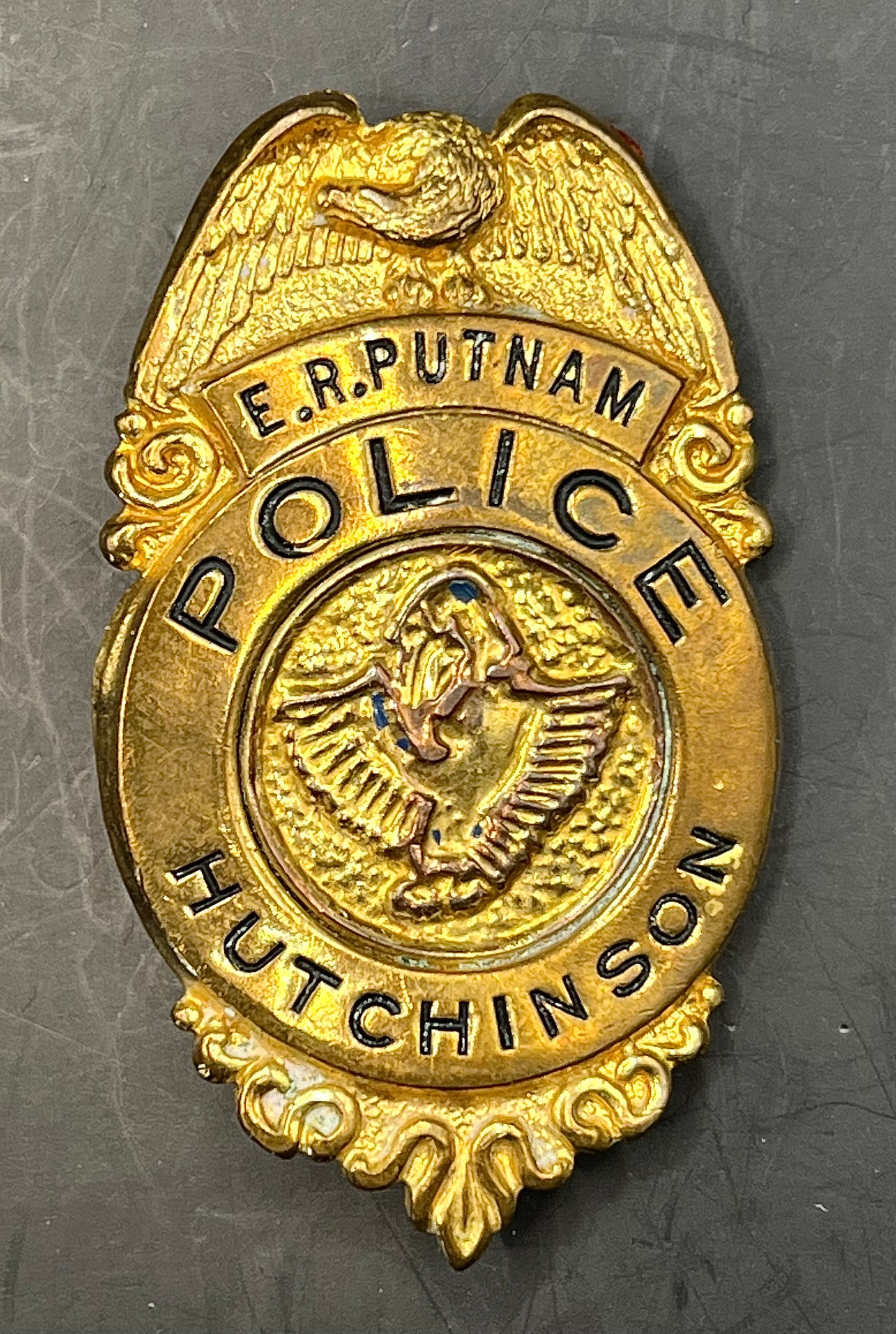 Vintage 1970's Police Hutchinson Kansas Badge Named "E.R. Putnam" Shield