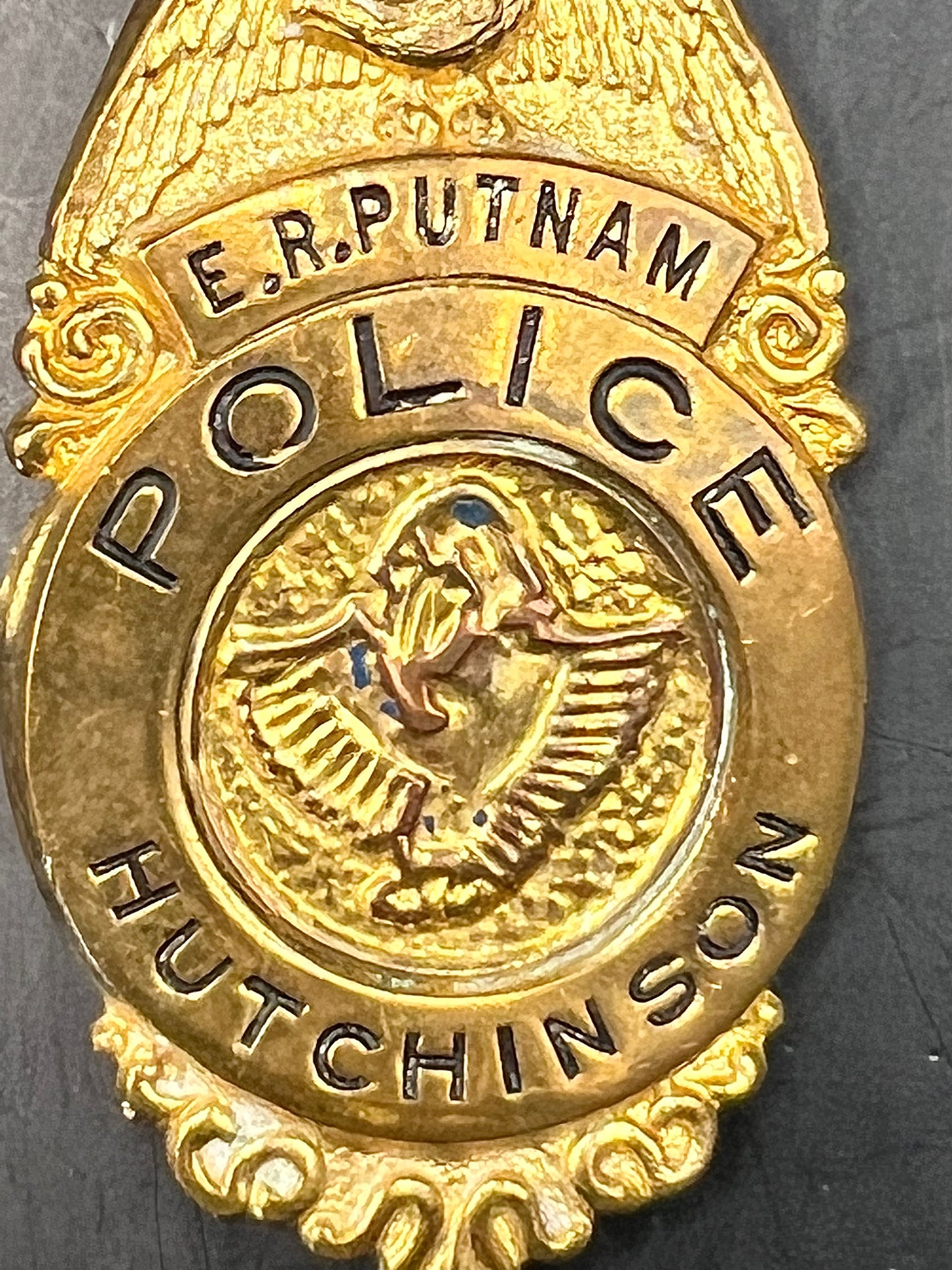 Vintage 1970's Police Hutchinson Kansas Badge Named "E.R. Putnam" Shield