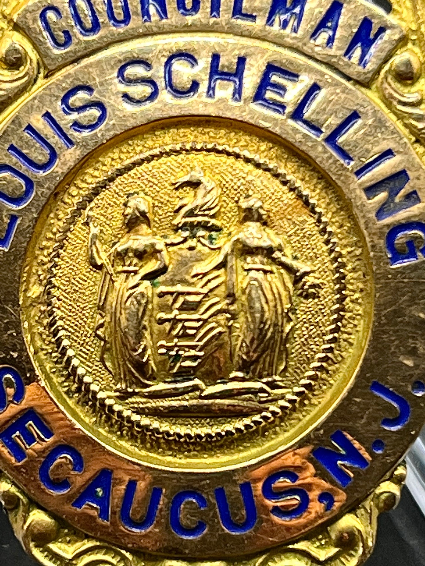 1970's Councilman Secaucus New Jersey Badge Named "LOUIS SCHELLING" Shield