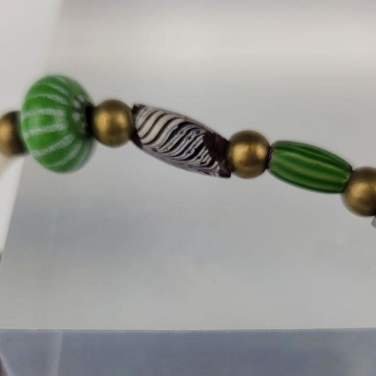 Antique Rare Venetian African Trade Bead Necklace 30” Glass, Bone & Brass Beads